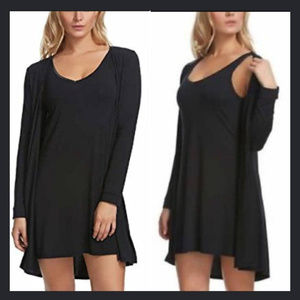NWT Felina Robe & Nighty Set Black Size Small